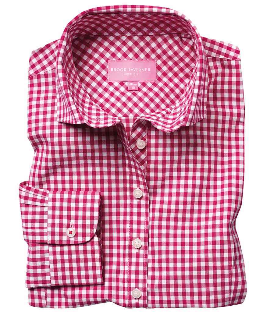 BK581 Brook Taverner Ladies Kansas Gingham Long Sleeve Shirt