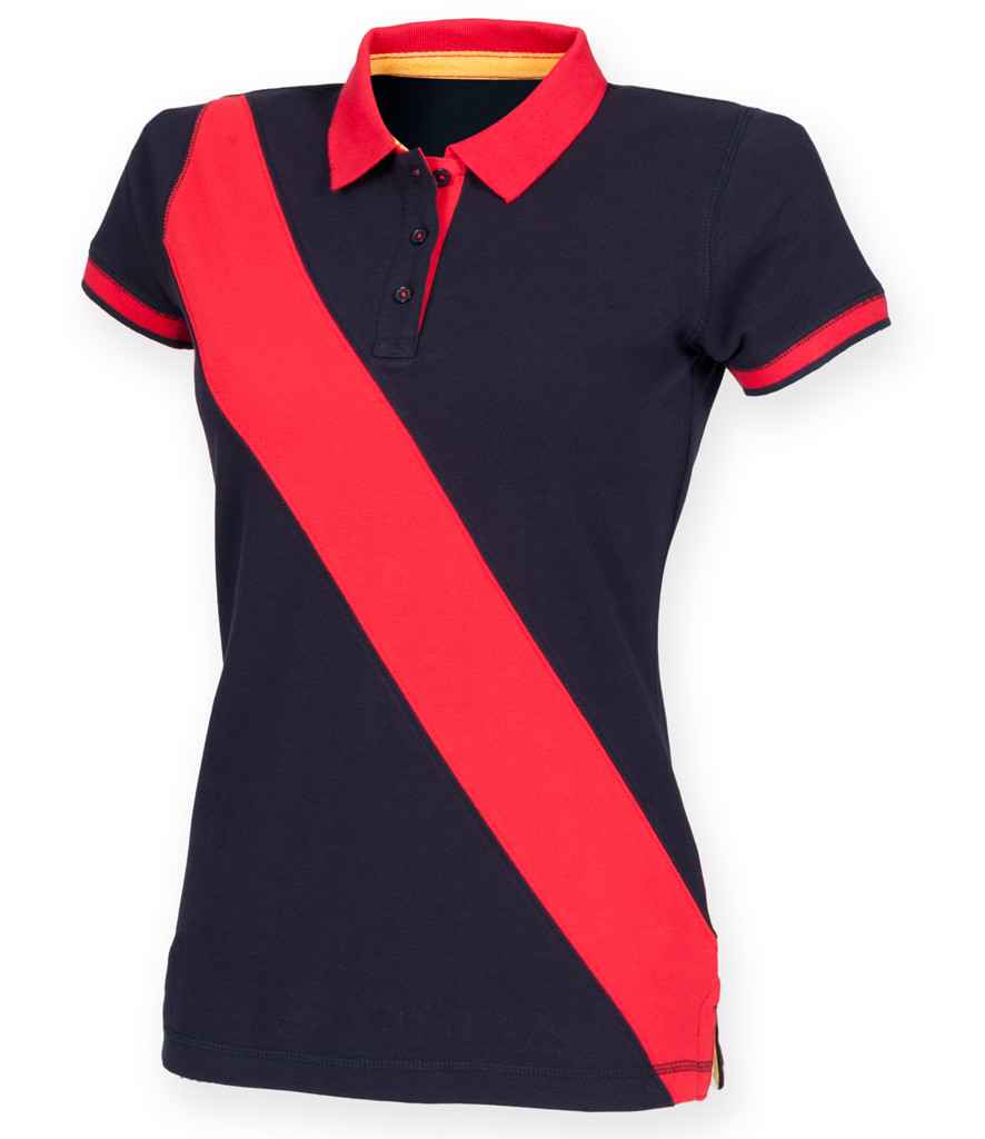 FR213 Front Row Ladies Diagonal Stripe Cotton Piqué Polo Shirt