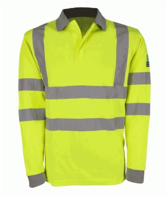 MAHVLPS - HERTZ: INHERENT FR ARC LONG SLEEVE POLO SHIRT IN HI VIS YELLOW