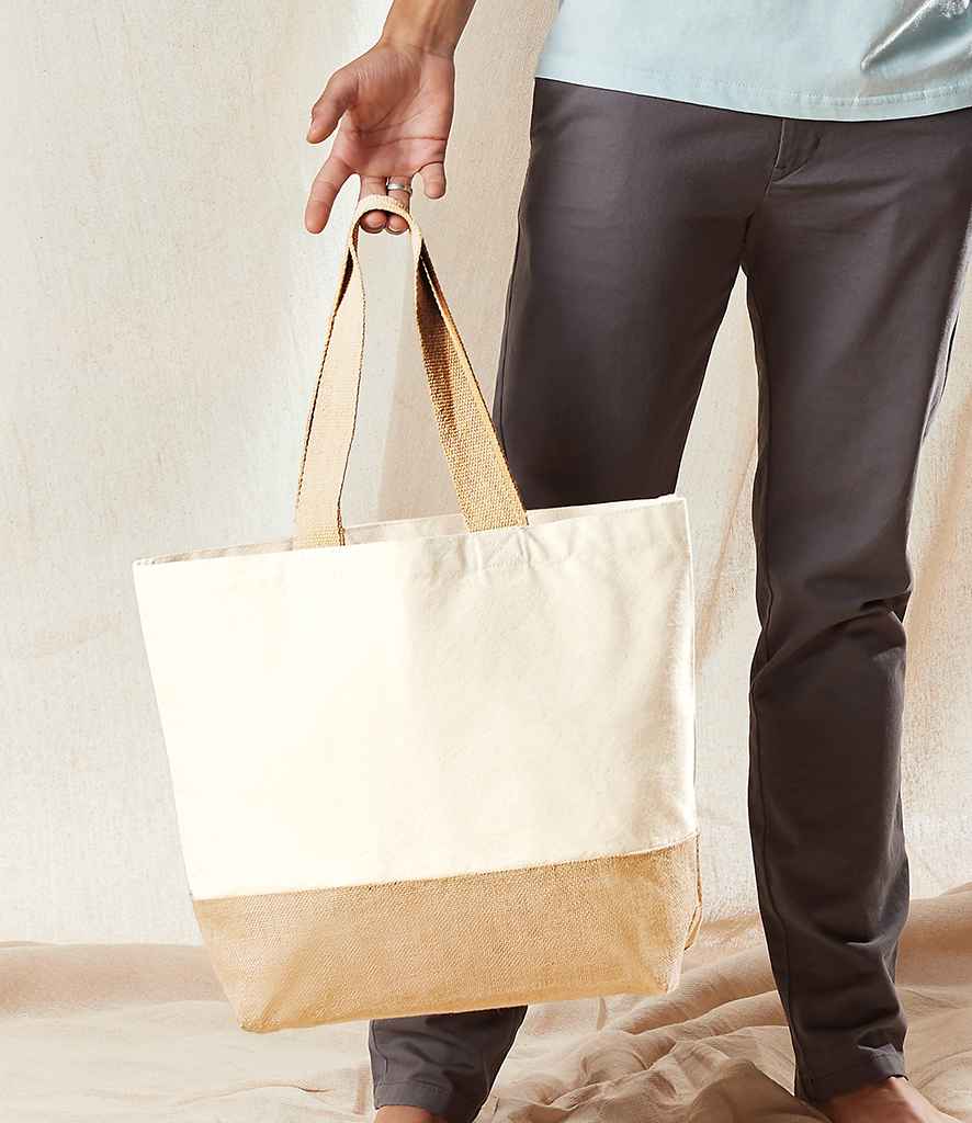 W451 Westford Mill Jute Base Canvas Tote
