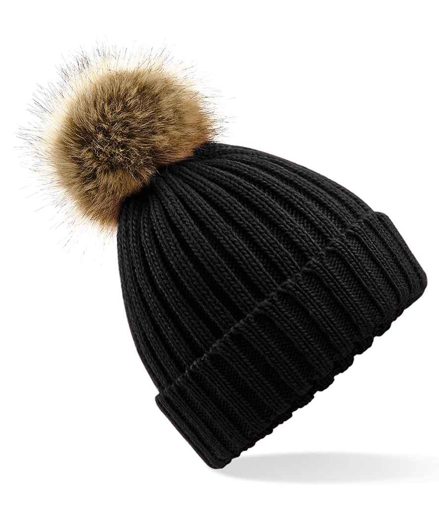 BB412 Beechfield Faux Fur Pop Pom Chunky Beanie