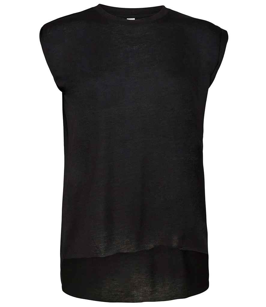 BL8804 Bella Ladies Flowy Rolled Cuff Muscle T-Shirt