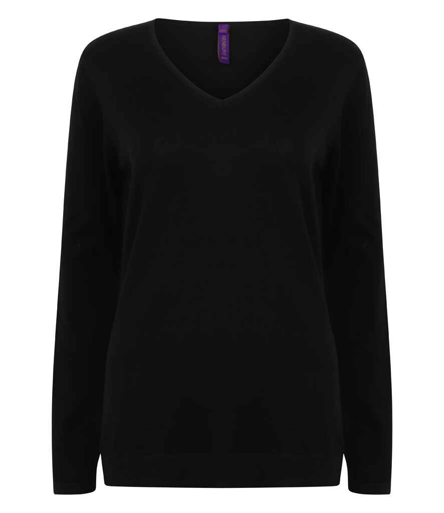H721 Henbury Ladies Lightweight Cotton Acrylic V Neck Sweater