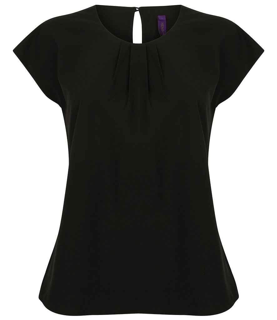 H597 Henbury Ladies Pleat Front Short Sleeve Blouse