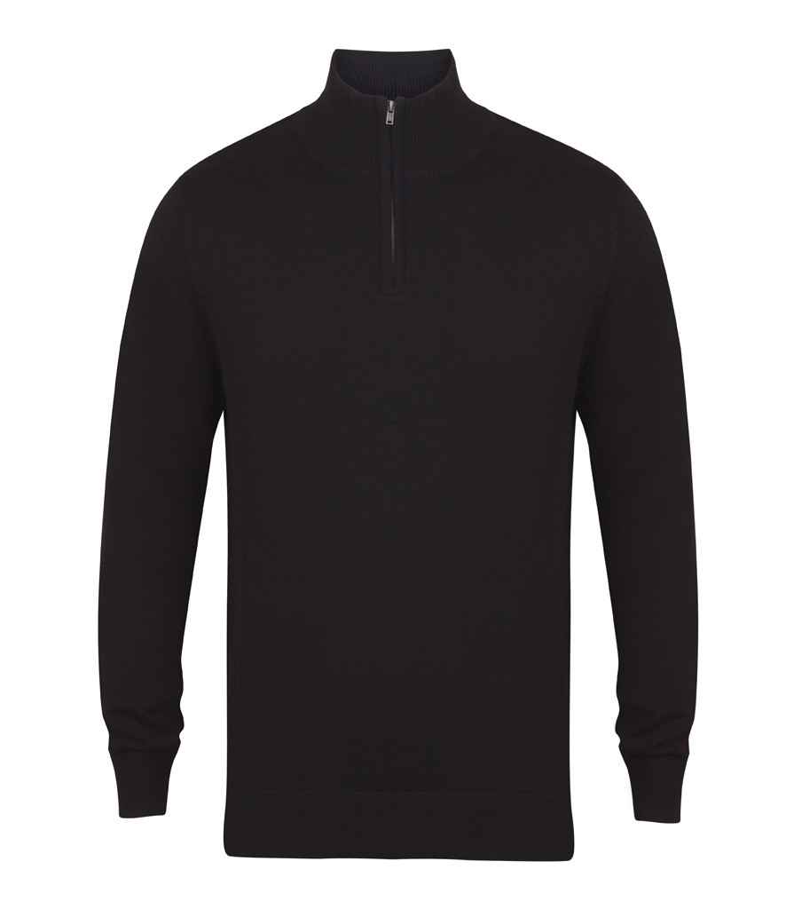 H729 Henbury Zip Neck Sweater
