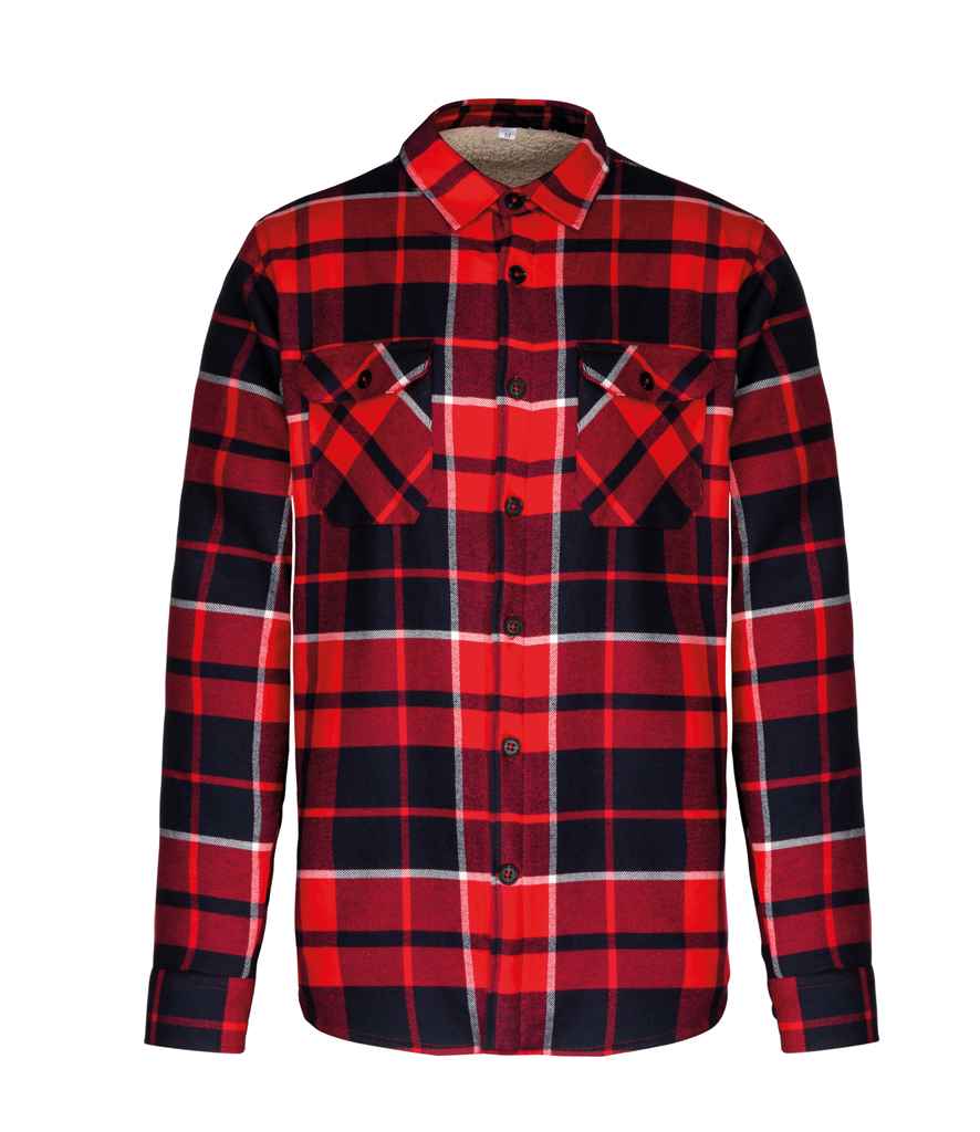 KB579 Kariban Sherpa Lined Checked Shirt Jacket