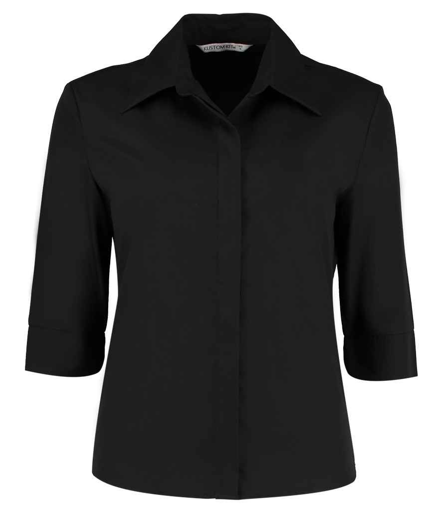 K715 Kustom Kit Ladies 3/4 Sleeve Tailored Continental Shirt