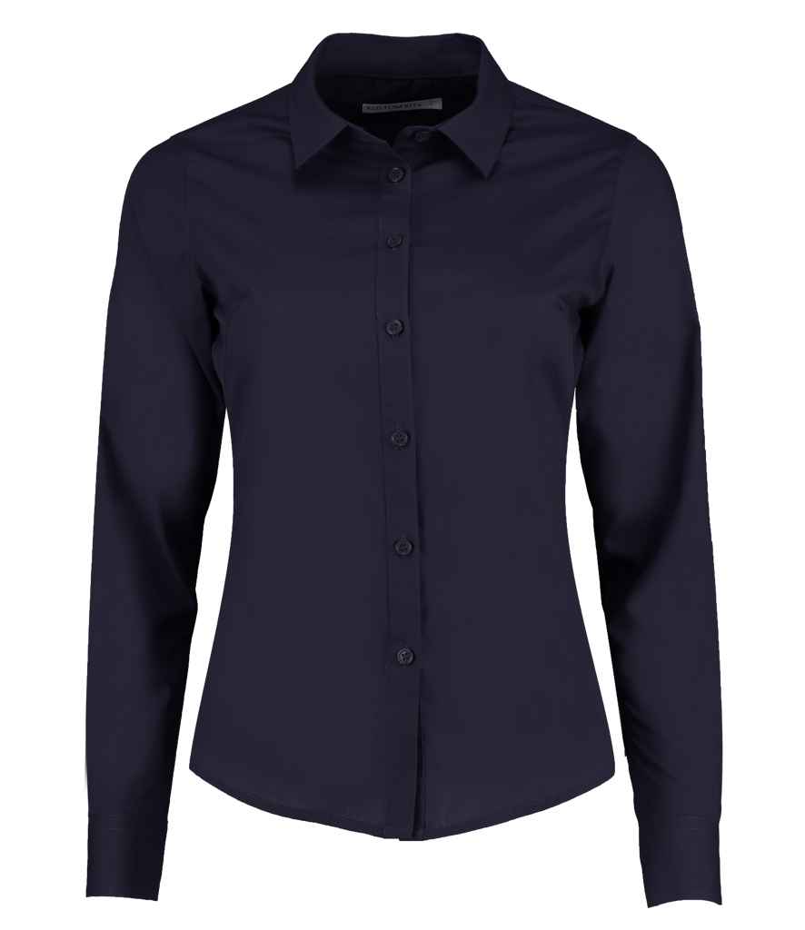 K242 Kustom Kit Ladies Long Sleeve Tailored Poplin Shirt