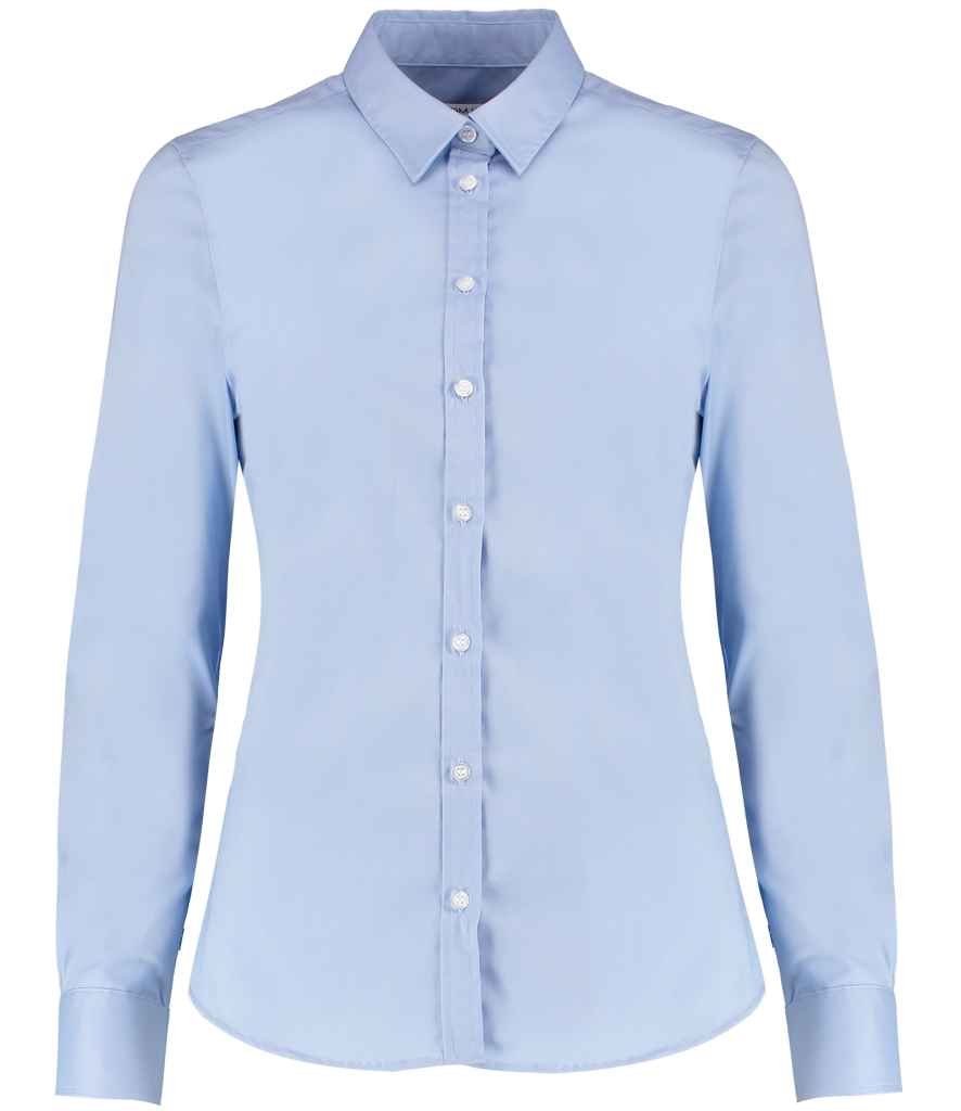 K782 Kustom Kit Ladies Long Sleeve Tailored Stretch Oxford Shirt