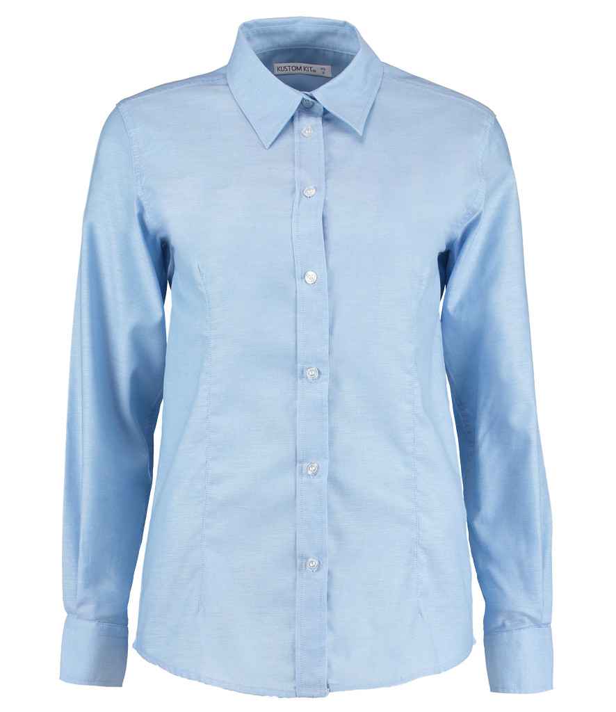 K361 Kustom Kit Ladies Long Sleeve Tailored Workwear Oxford Shirt