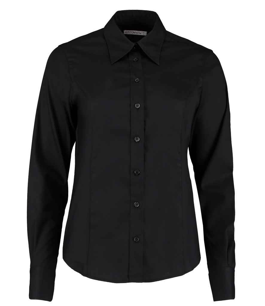 K702 Kustom Kit Ladies Premium Long Sleeve Tailored Oxford Shirt