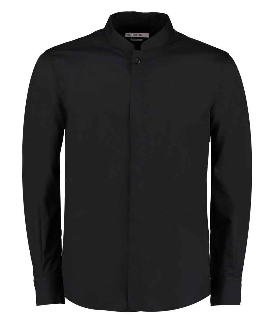 K161 Kustom Kit Long Sleeve Tailored Mandarin Collar Shirt