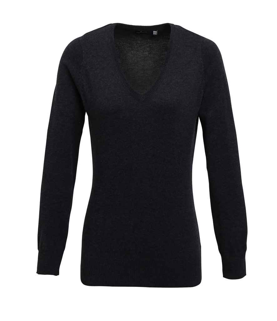 PR696 Premier Ladies Knitted Cotton Acrylic V Neck Sweater