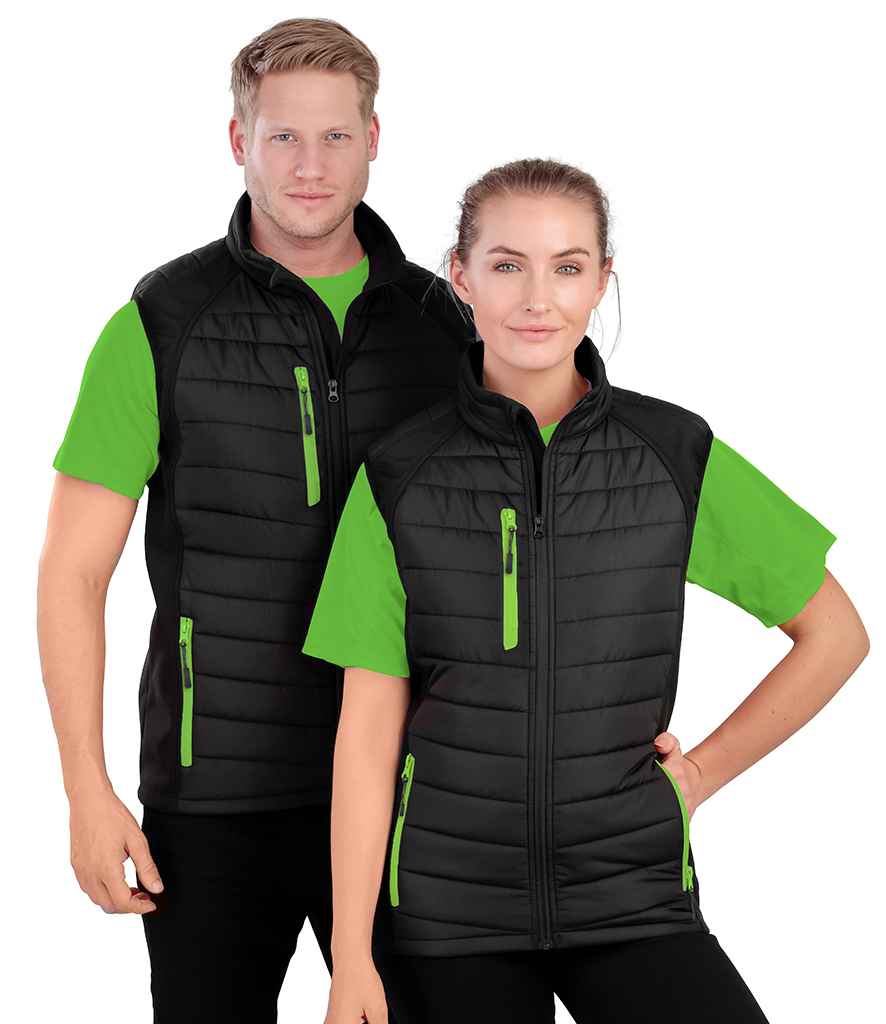 RS238 Result Genuine Recycled Black Compass Padded Gilet