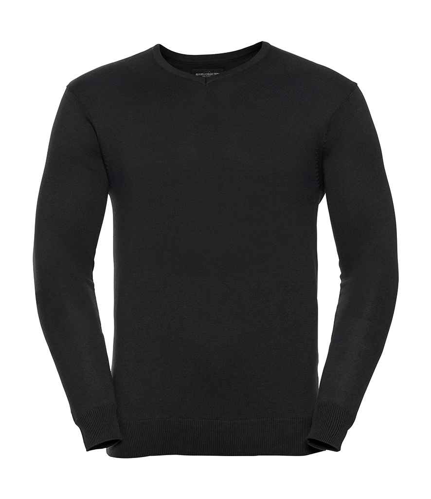 710M Russell Collection Cotton Acrylic V Neck Sweater