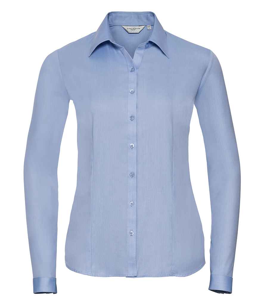 962F Russell Collection Ladies Long Sleeve Herringbone Shirt