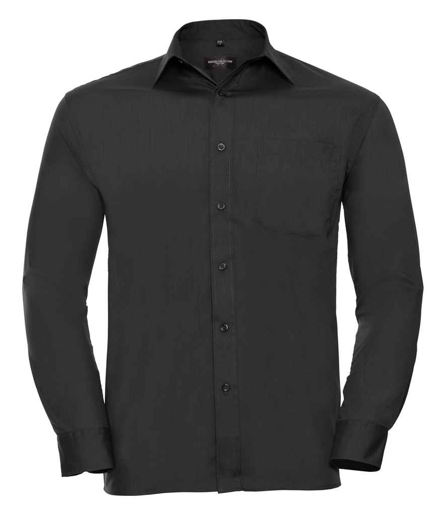 934M Russell Collection Long Sleeve Easy Care Poplin Shirt