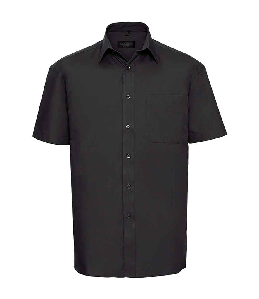 937M Russell Collection Short Sleeve Easy Care Cotton Poplin Shirt