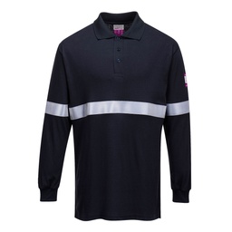 FR03 Flame Resistant Anti-Static Long Sleeve Polo Shirt with Reflective Tape