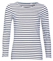 1403 SOL'S Ladies Marine Long Sleeve Striped T-Shirt