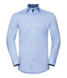 964M Russell Collection Long Sleeve Contrast Herringbone Shirt