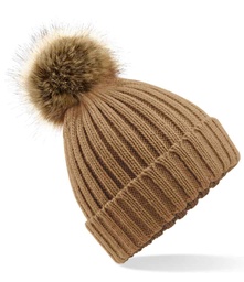 BB412 Beechfield Faux Fur Pop Pom Chunky Beanie