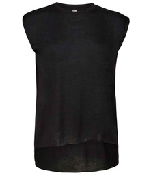 BL8804 Bella Ladies Flowy Rolled Cuff Muscle T-Shirt