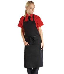 [DE121 BLK ONE] DE121 Dennys Bib Apron with Pocket