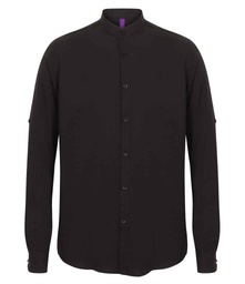 H592 Henbury Mandarin Roll Sleeve Anti-Bac Wicking Shirt