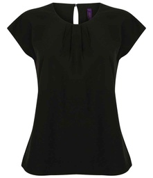 H597 Henbury Ladies Pleat Front Short Sleeve Blouse