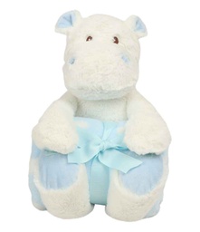 MM606 Mumbles Hippo with Printed Fleece Blanket
