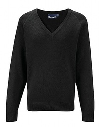 Ysgol Brynhyfryd Black V Neck Knitted Jumper 1WP (40″ – 48″)(£35.48 INC VAT)
