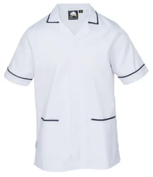 [Coleg Cambria Level 2 Animal Nursing - Mens Darwin Tunic White/Navy Assistants] Coleg Cambria Level 2 Animal Nursing Assistants - Mens Darwin Tunic White/Navy